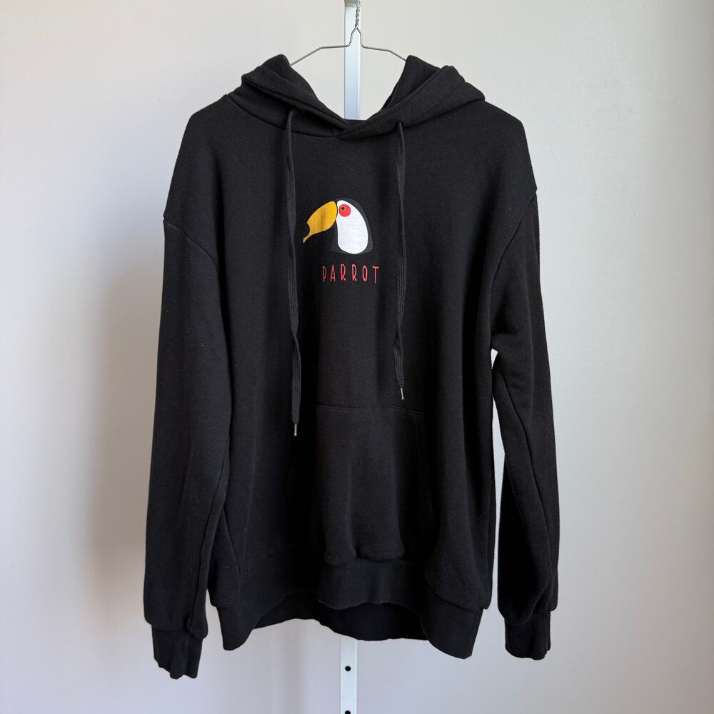 June Homme‎ sz XL black parrot hoodie